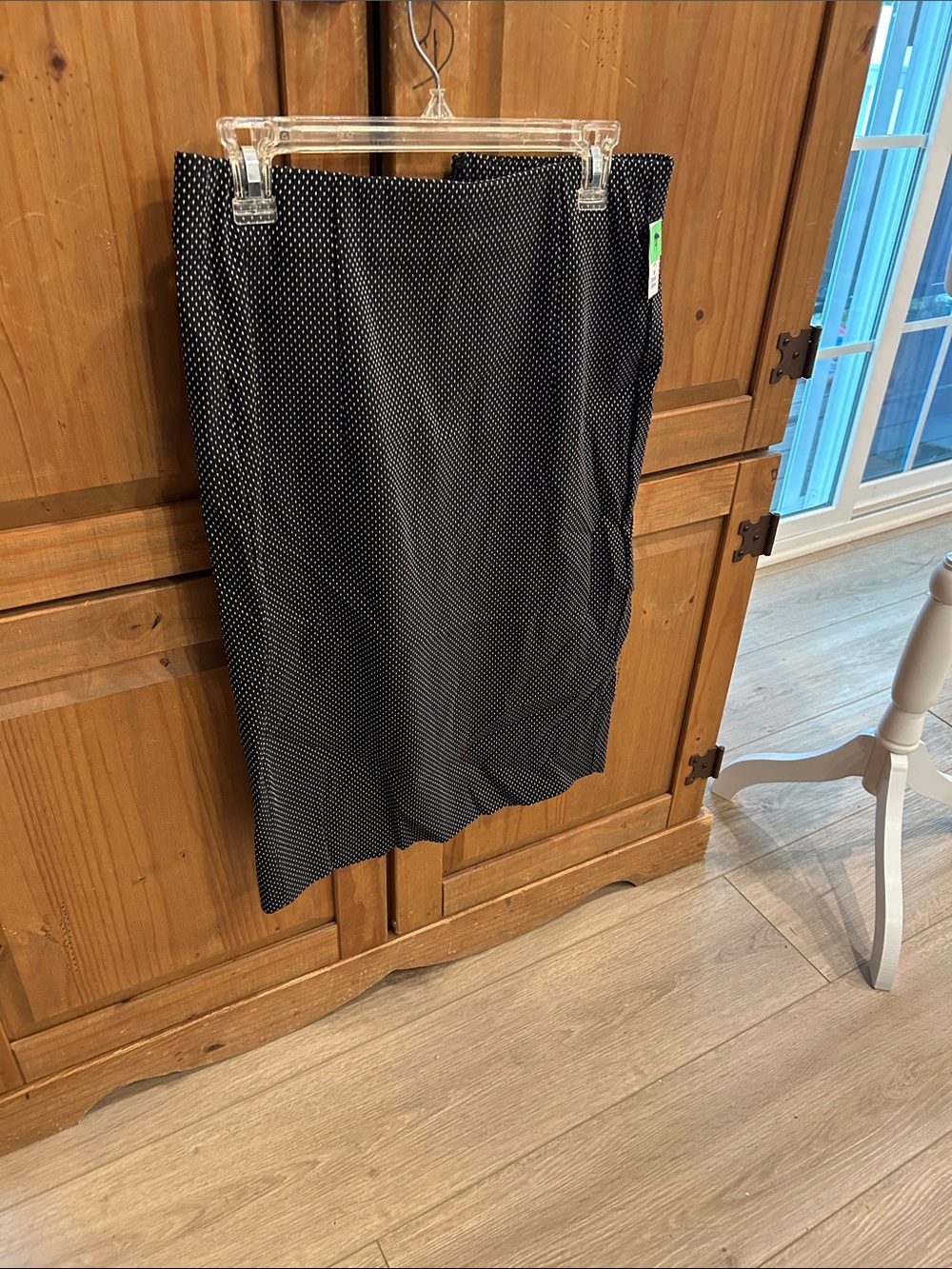 Lane Bryant Black Pencil Skirt with White Dot Print